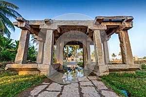 Narasimha Lakshmi Temple hampi antique stone art. Hampi is Unesco Heritage site. Karnataka, India