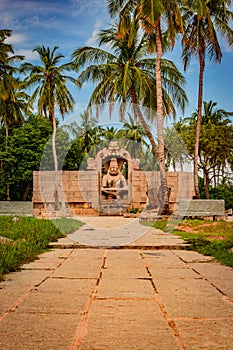 Narasimha lakshmi temple hampi antique stone art from unique angle