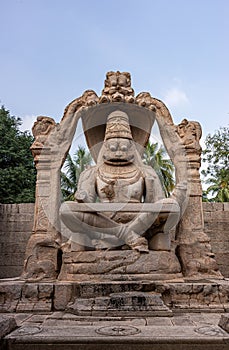 Narasimha statue at Lakshmi Narasimha temple, Hampi, Karnataka, India