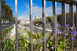 Narbonne city with flowers