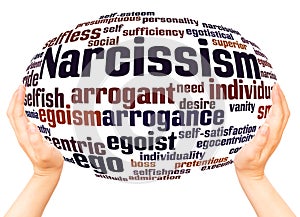 Narcissism word cloud hand sphere concept