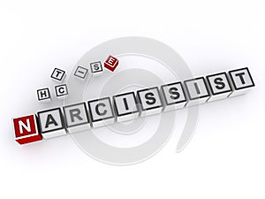 narcissist word block on white