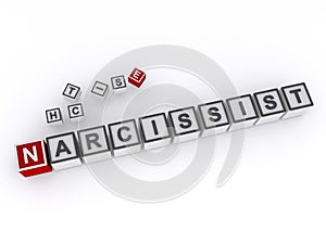narcissist word block on white photo
