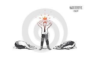 Narcissistic concept. Hand drawn isolated vector.