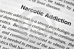 Narcotic addiction dependence health definition