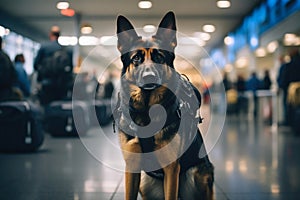 Narcotics Detection Dog at Airport.
