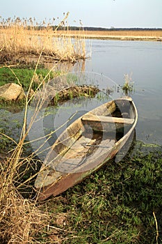 Narew National Park â€“ Poland. Wooden boat.