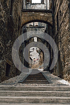 Narni Terni, Umbria, Italy, medieval city: a typical old street