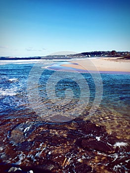 Narrabeen beach with rocks in NSW Australia