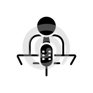 Black solid icon for  Narrate, describe and microphone photo