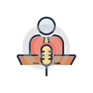 Color illustration icon for Narrate, describe and microphones photo