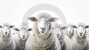 Narrative-driven Visual Storytelling: White Sheep Standing Together photo