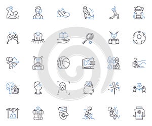 Narrative therapy line icons collection. Narrative, Therapy, Storytelling, Identity, History, Language, Meaning vector