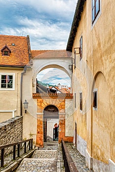 Narrow aisle,Cesky Krumlov, Czech Republic