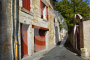 Narrow alley architecture Brantome en Perigord France