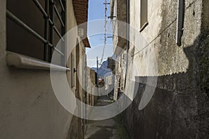 Narrow alley in Nocelle village, amalfi coast. Amazing day hike