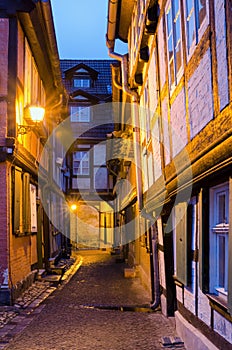 Narrow Alley in Quedlinburg in the Evening