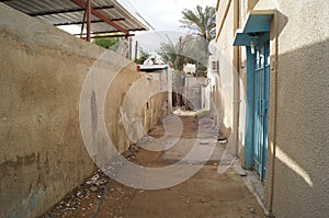 Narrow alley in Ras Al Khaimah. United Arab Emirates.