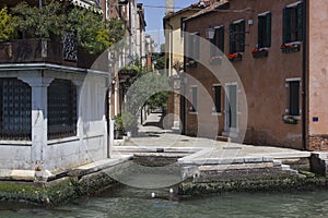 Narrow alley in Venice waterfront