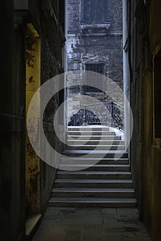 Narrow alleyway and bridge in Venice