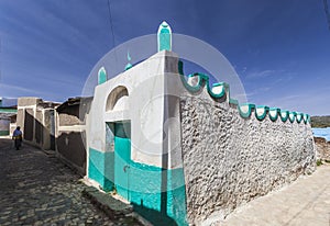 Narrow alleyway in city of Jugol in the morning. Harar. Ethiopia.