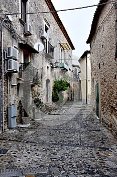 Narrow alleyway in the old town of Gerace