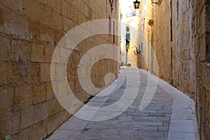 Narrow ancient street in Mdina, Malta