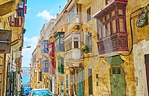 The narrow Archbishop street in Valletta, Malta