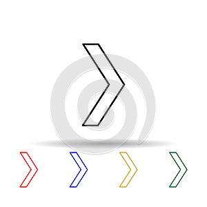 narrow arrow multi color style icon. Simple thin line, outline vector of web icons for ui and ux, website or mobile application