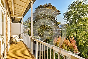 Narrow balcony with chair and door