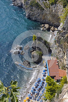 Narrow beach on the Amalfitan coast