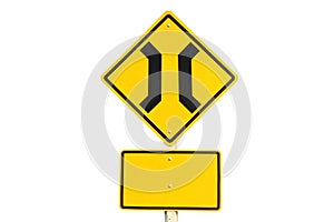 Narrow bridge traffic sign