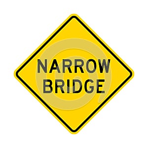 Narrow bridge warning road sign