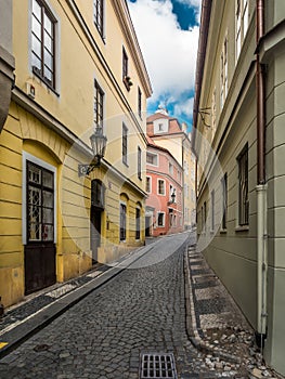 Narrow cobble street in Prague