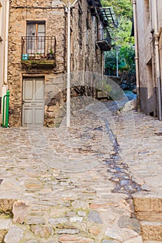 Narrow cobbled alley in Escaldes-Engordany town, Andor