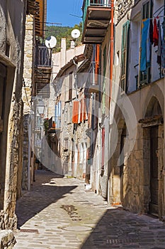 Narrow cobbled streets in the old village France