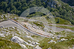 Narrow and extreme road to highest peak Sveti Jure Saint George of Biokovo national park