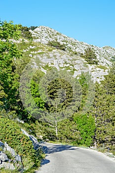 Narrow and extreme road to highest peak Sveti Jure Saint George of Biokovo national park