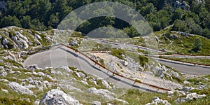 Narrow and extreme road to highest peak Sveti Jure Saint George of Biokovo national park