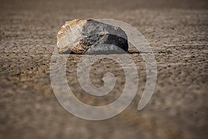 Narrow Focus Of Large Sailing Stone On The Racetrack Playa