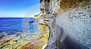 Narrow footpath on cliff face