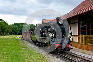 Narrow-gauge railway locomotive photo