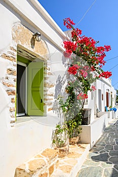 A narrow Greek street on Folegandros Island. Cyclades