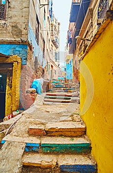 The narrow hilly backstreet, Cairo, Egypt photo