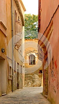 The narrow lanes of old Chania Crete