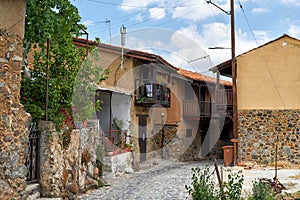 The narrow mediaeval street of old Kakopetria. Nicosia District. Cyprus