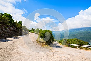 Narrow old road with serpentine curve