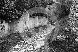 Narrow old stone street.Greece