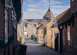 Narrow Old Street in Ribe, Denmark