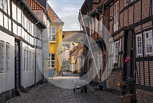 Narrow Old Street in Ribe, Denmark photo